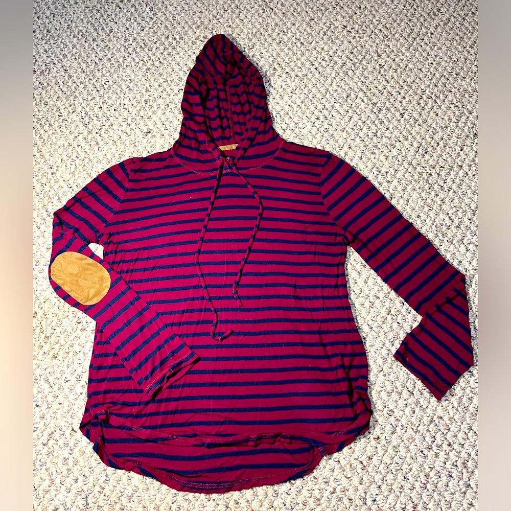 Long Sleeve Maroon and Navy Hoodie